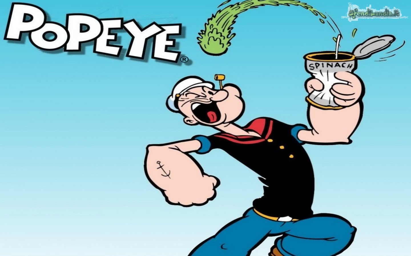 Popeye eats spinach gif